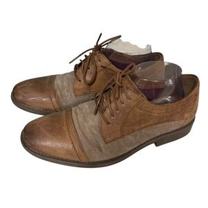 Clarks Oxford Shoes Men 7.5 Brown Cap Toe Derby Mixed Media Leather Suede Herita